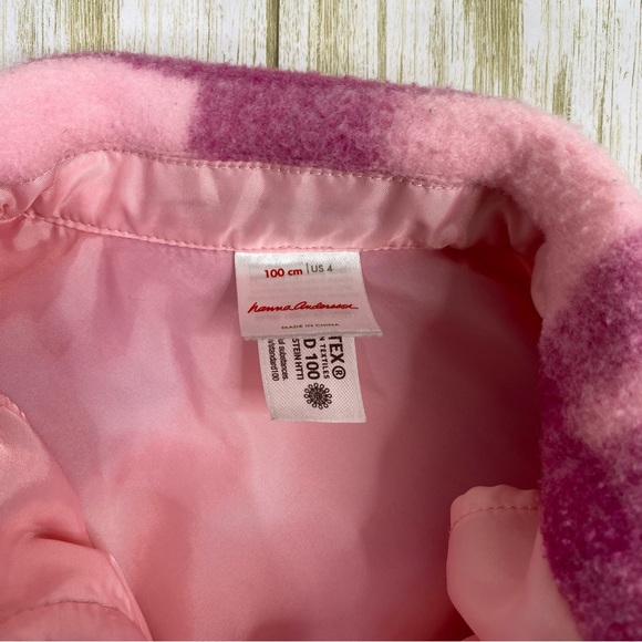 Hanna Andersson Pink Plaid Faux Wool Felt Shirt Jacket Shacket - Picture 4 of 8